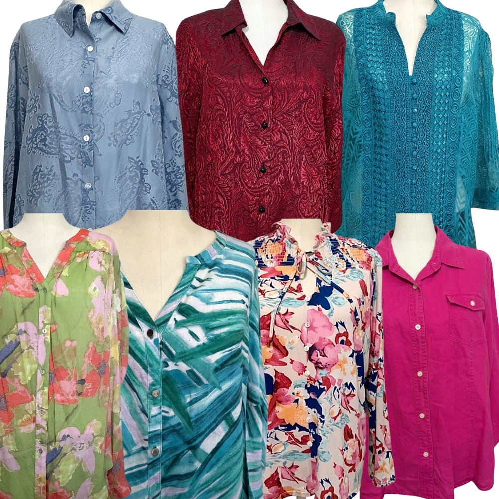 Lot of 7 Womens Tops Size XL 16 Liz Claiborne Alfred Dunner JM Collection Blouse